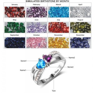 Mother's day Birthstone ring, Sterling Silver Personalized Engravable Ring JEWJORI102504